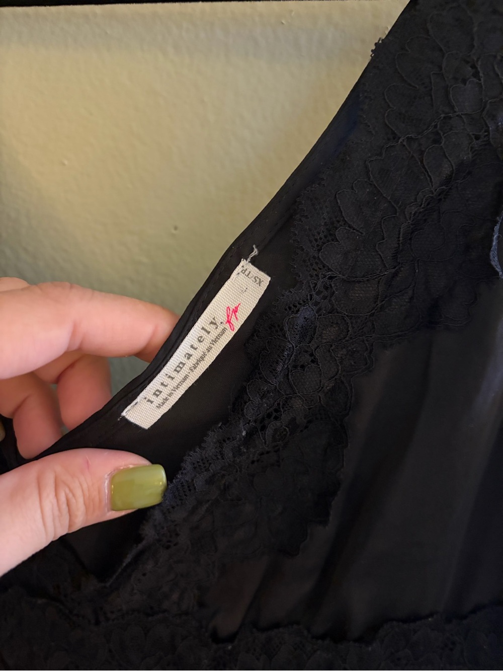 Free People Black Lace Trim V-Neck Women's Top - Picture 3 of 8